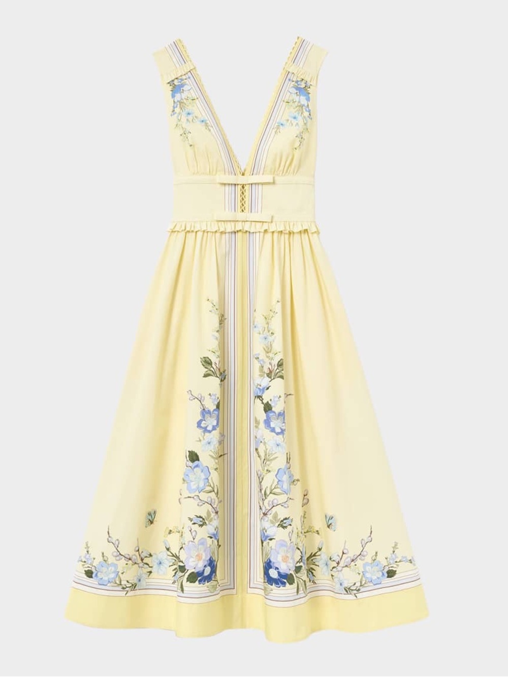Self-Portrait Bow-detailed floral-print cotton midi dress, New - Picture 2 of 9